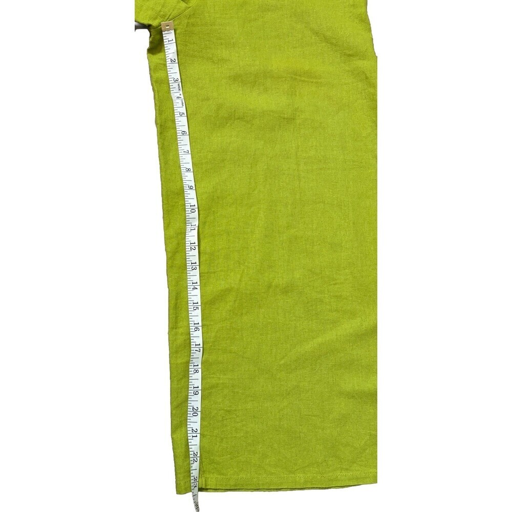 Jules & Leopold Pants Pull On Linen Blend Wide Leg Lime Flat Front Pockets SMALL - Picture 4 of 7